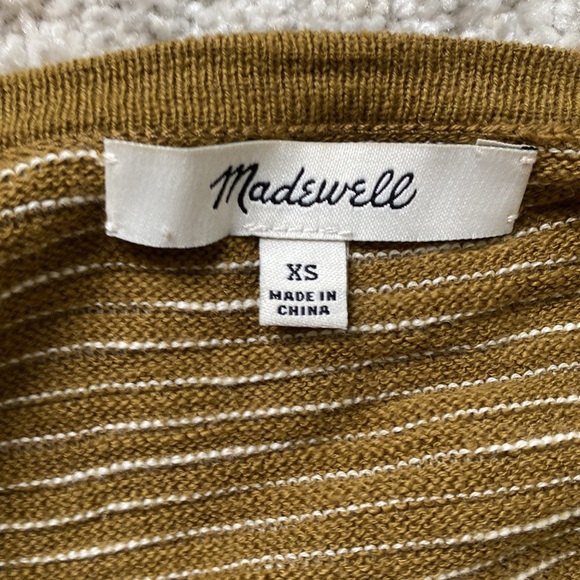 Madewell Ryder Cardigan sweater green and white stripe. XS - Picture 6 of 7